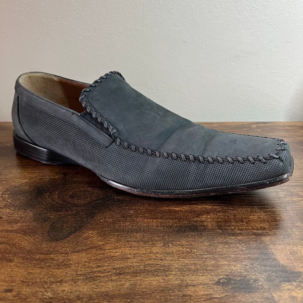 MEZLAN Armstrong Dress Shoes 13 Mens Square Toe Whipstitch Gray Loafers Designer